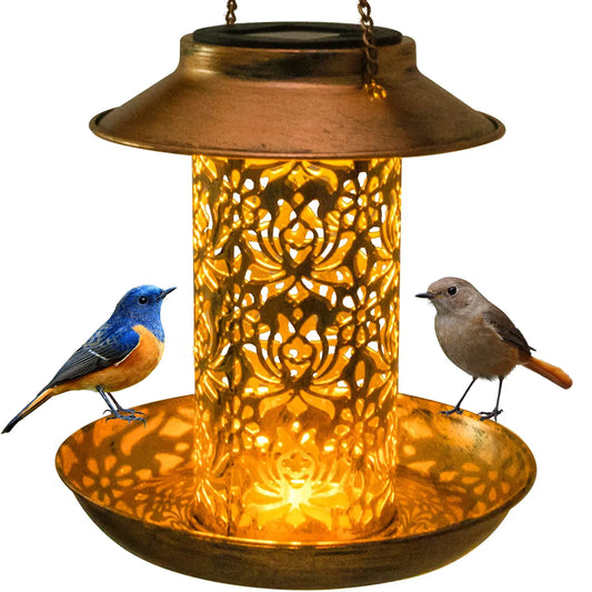 Solar Bird Feede Bird House With Light for Bird Lovers Outdoor Garden Backyar image 0