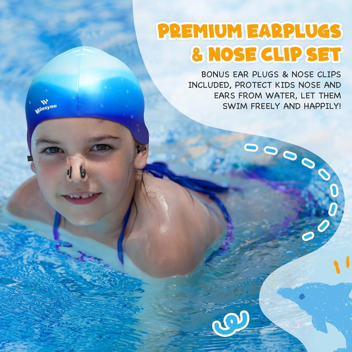 3-Pack Silicone Swim Caps for Kids: Waterproof Protection, Keeps Hair Dry, Ages image 4