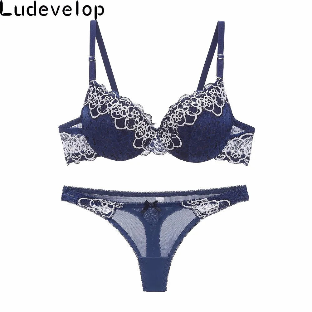 New Sexy Brassiere Lady Push Up Bra Set Lace Embroidery Bralette Underwear image 4