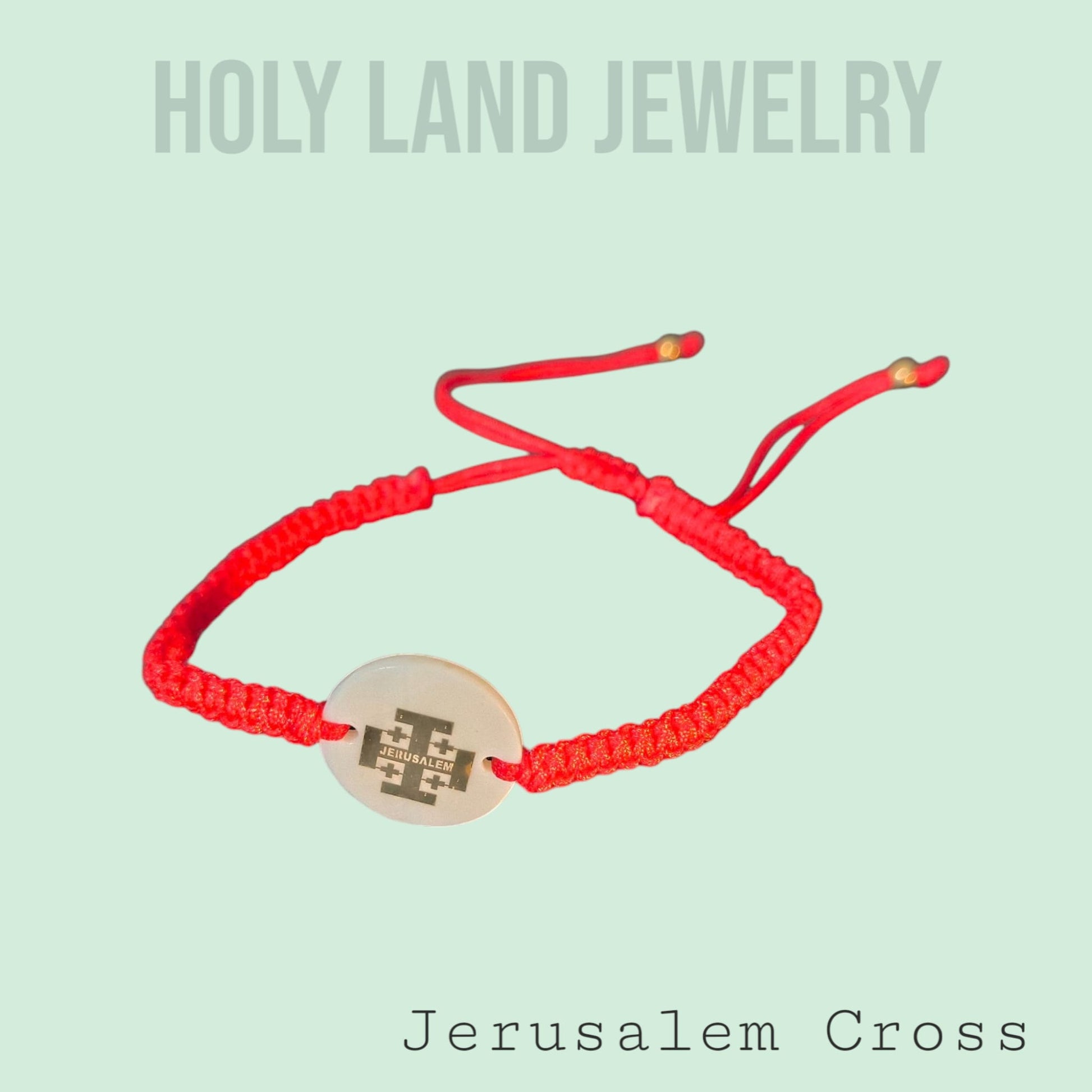 Holy Land Jerusalem Cross Bracelet - Handcrafted Red or Black Cord image 3