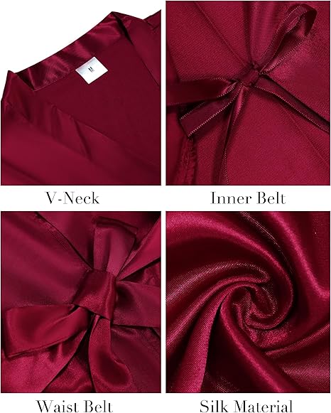 Vlazom Womens Kimono Robes Dressing Gown Satin Bathrobe image 1