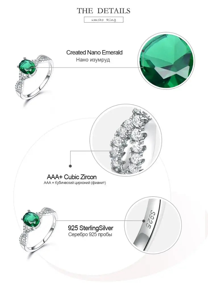 Hot Selling Emerald Zircon Sliver Jewelry Fashion 925 Sterling Silver Women's image 5