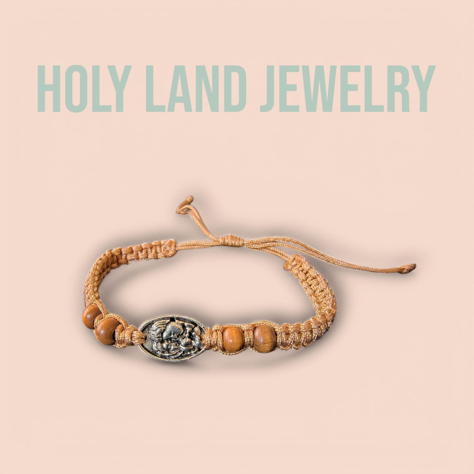 Holy Land Jerusalem Bracelet - Olive Wood & Holy Family Icon image 1