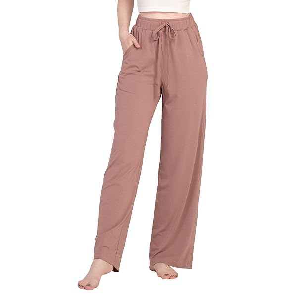 Women's Soft Knit Flared Pijama Pants with Drawstring Waist for Lounging image 3
