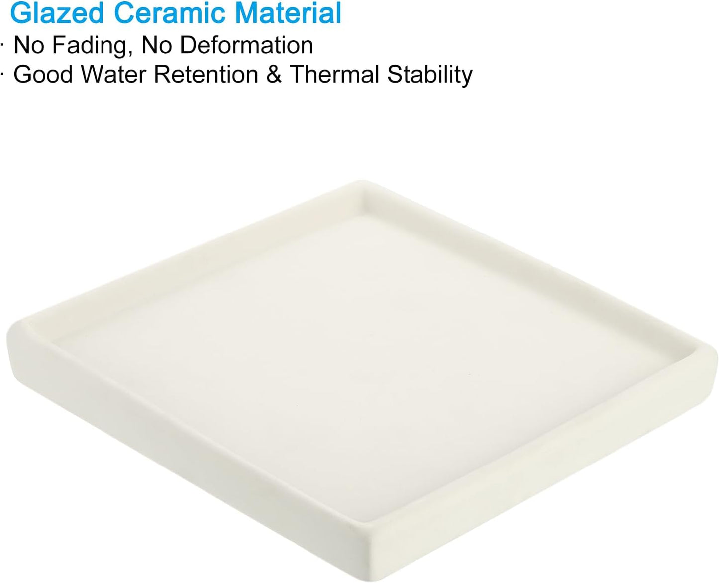 PATIKIL 6.7-inch Square Ceramic Plant Pot Saucer – Indoor Outdoor Flower Drip T image 4