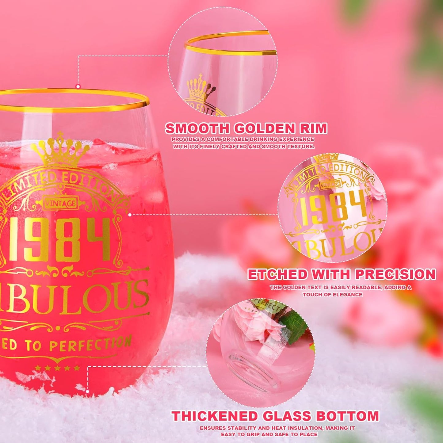 40th Birthday Gifts for Women, Personalised Gin Glass Gift Set image 2