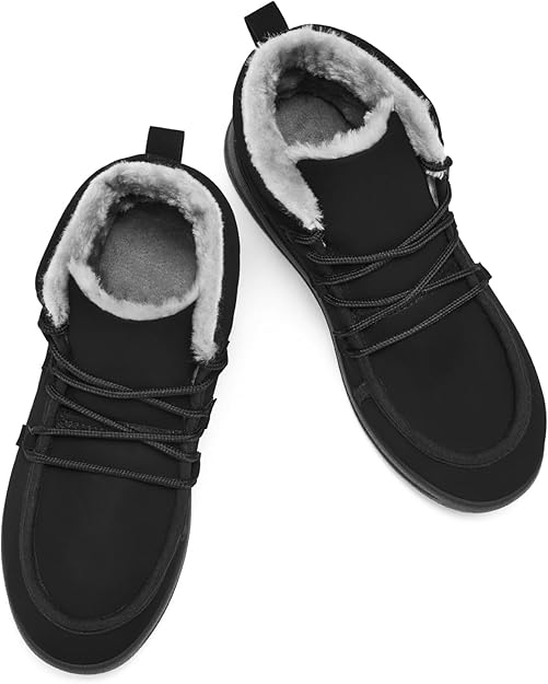 Heiiwarm Mens Womens Snow Boots Lace Up Fur Lined Anti-Slip Winter Shoes image 5