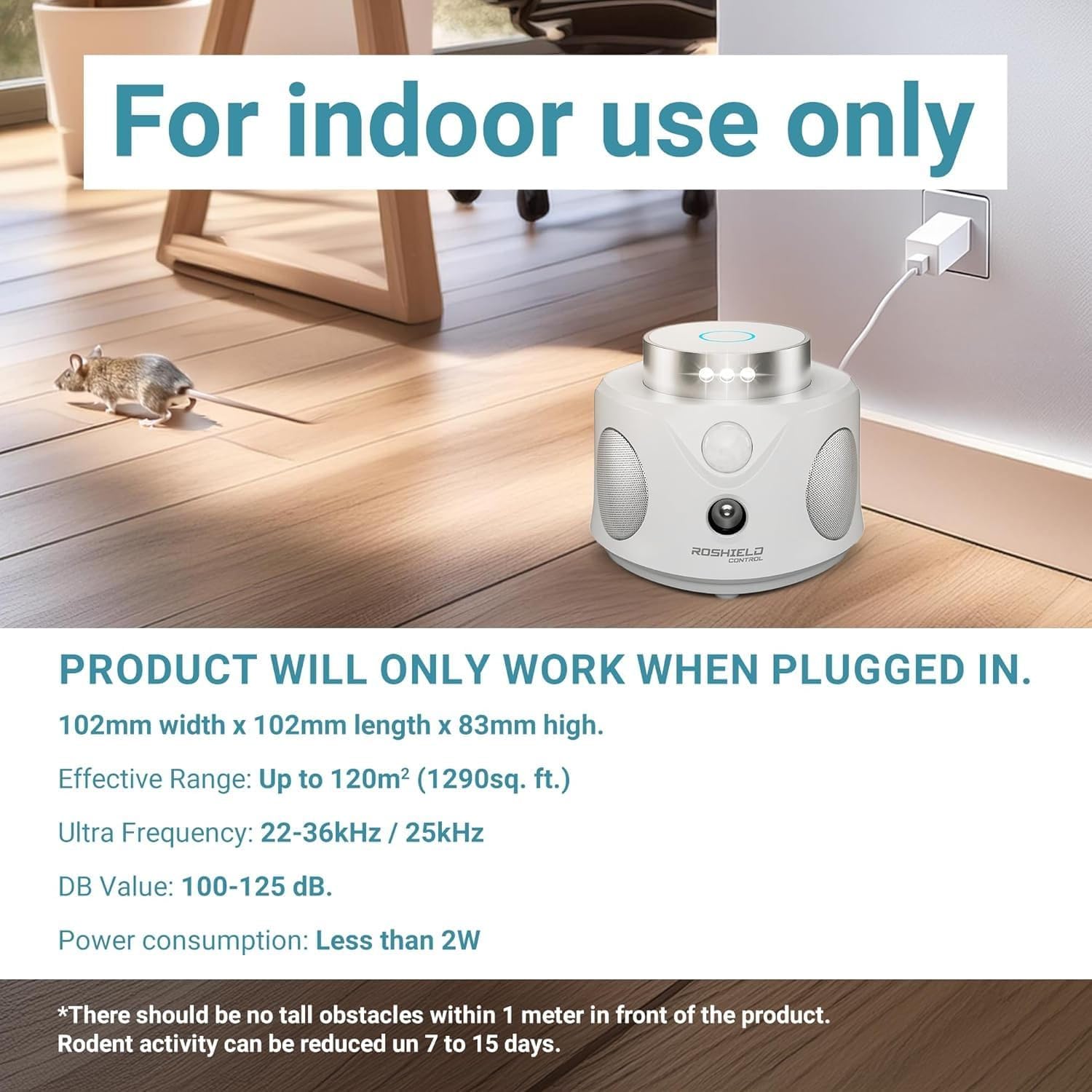 Roshield Pest Repellent - Advanced Ultrasonic Mice Repeller, Professional Plug-I image 4