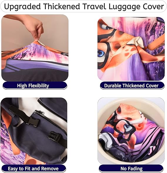 7-Mi Suitcase 3D Print Design Travel Protector Trolley Case Funny Luggage Cover image 6