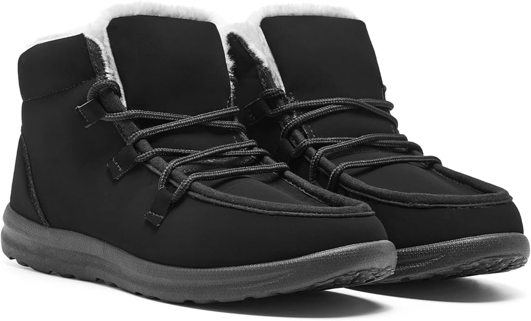 Heiiwarm Mens Womens Snow Boots Lace Up Fur Lined Anti-Slip Winter Shoes image 4