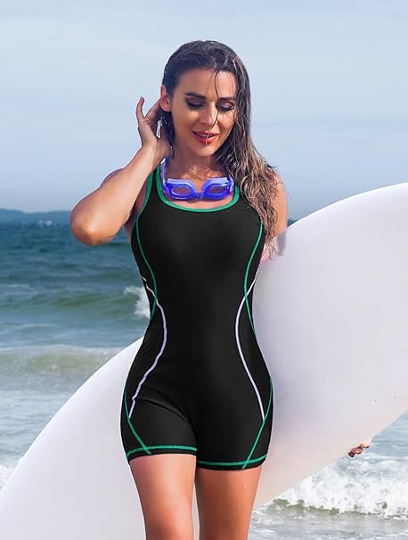 CharmLeaks Women Wide Straps One Piece Swimsuit Modest Leg Cut Swimming Costume image 1