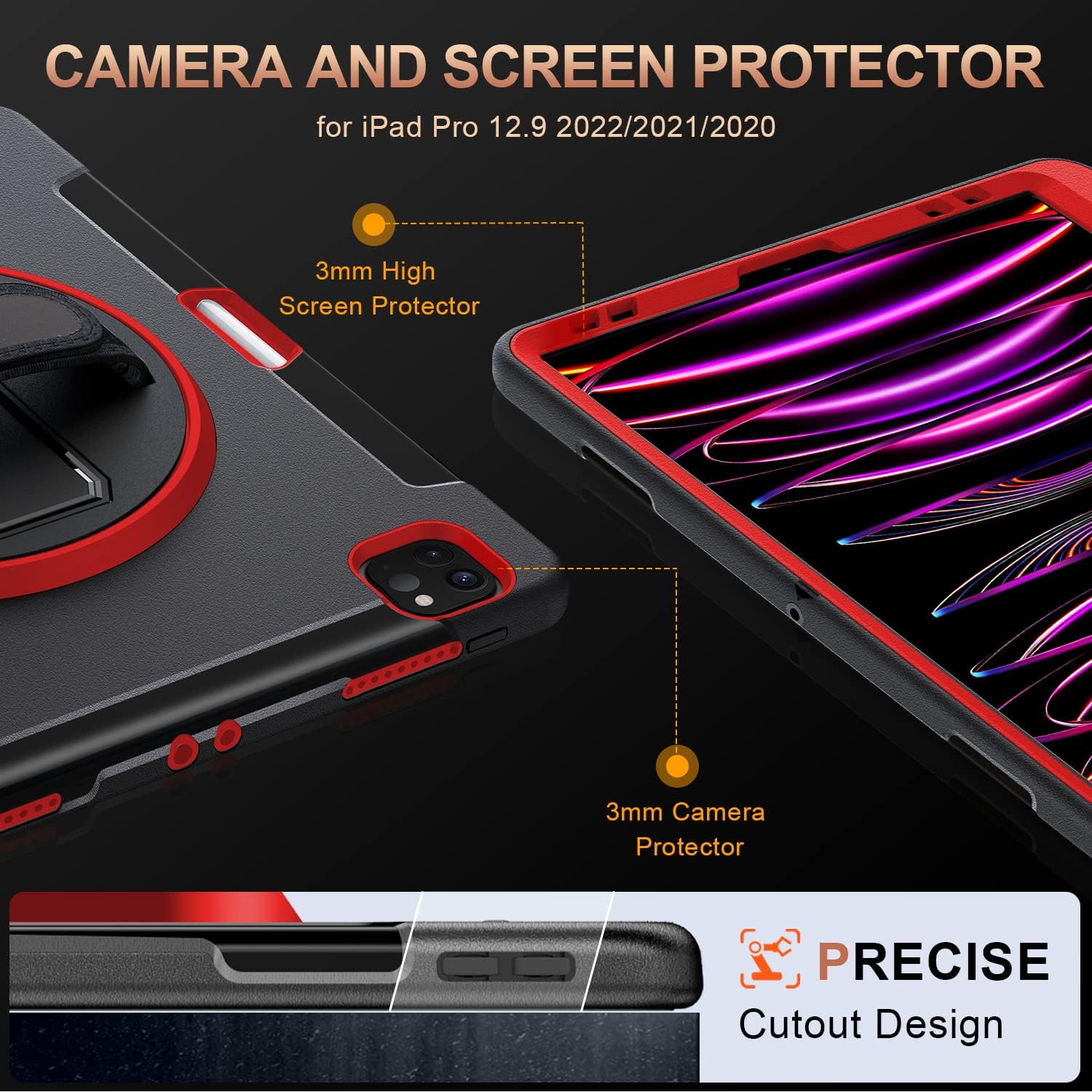 Case for iPad Pro 12.9 2022/2021: Military Grade Heavy Duty Shockproof image 3