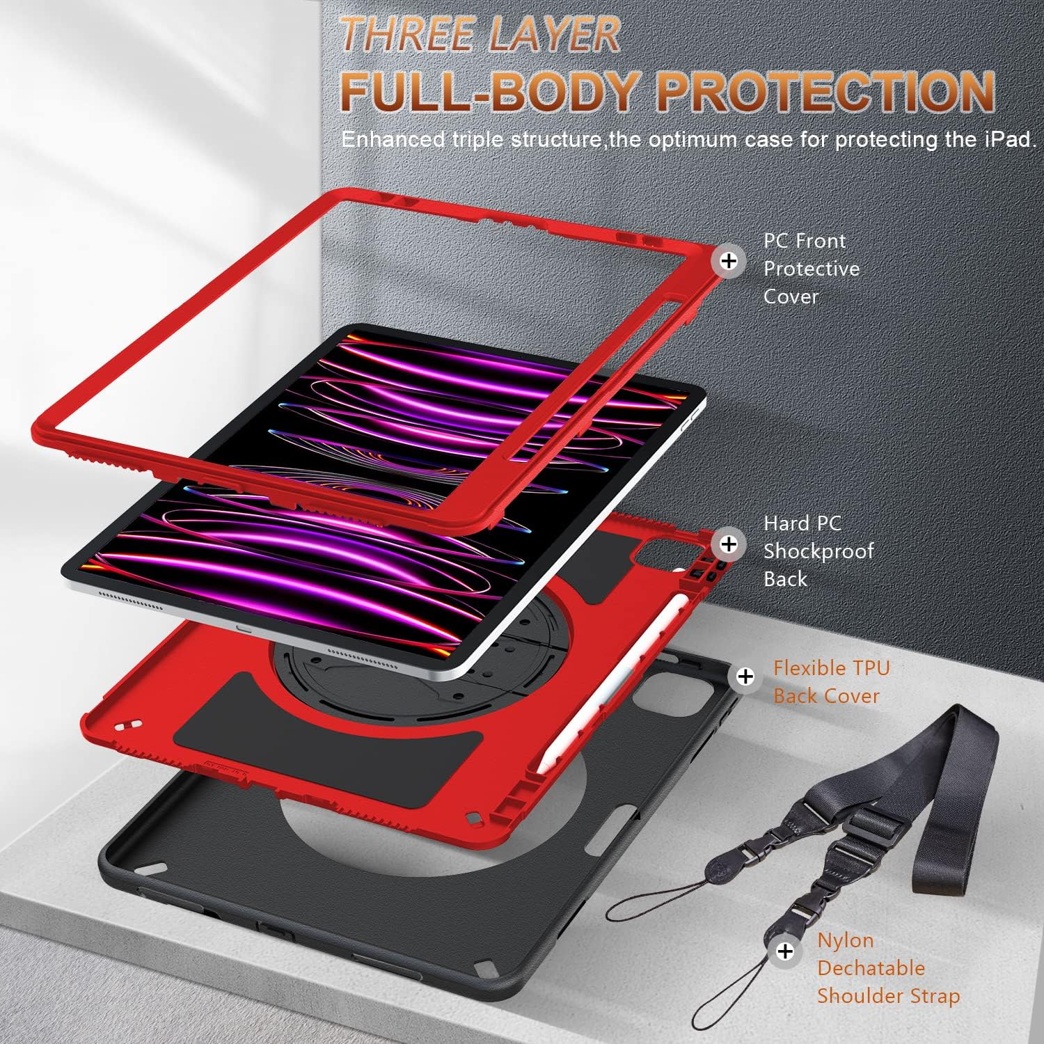Case for iPad Pro 12.9 2022/2021: Military Grade Heavy Duty Shockproof image 2