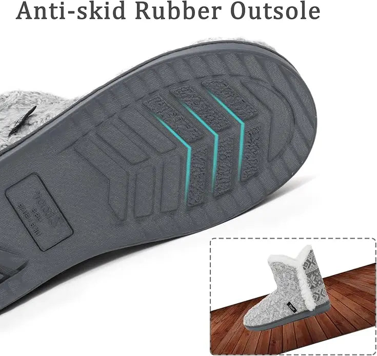 Zizor Ladies Zephin Slipper Boots with Memory Foam & Fur Lining, Light Grey image 1