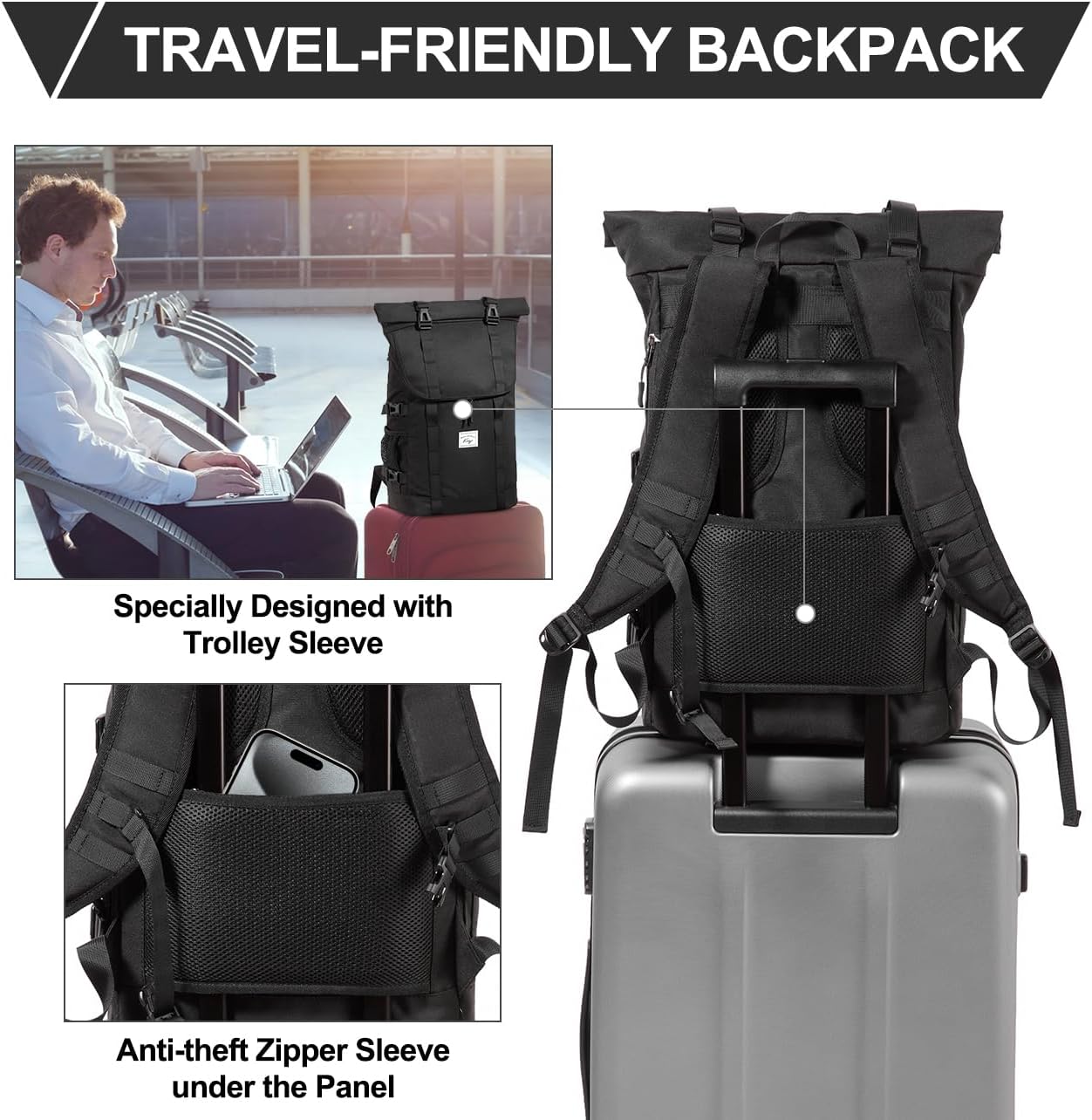 Kasgo Laptop Backpack for Men ,Top Business Backpack College School Student image 4