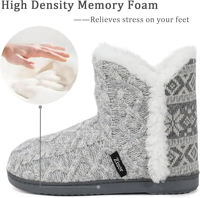 Zizor Ladies Zephin Slipper Boots with Memory Foam & Fur Lining, Light Grey image 3