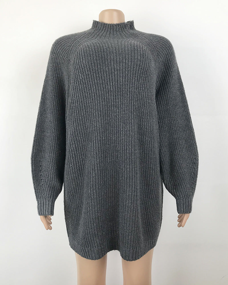 Winter Sweater Dress Raglan Sleeves Turtleneck Knit Sweaters Female Pullovers image 5