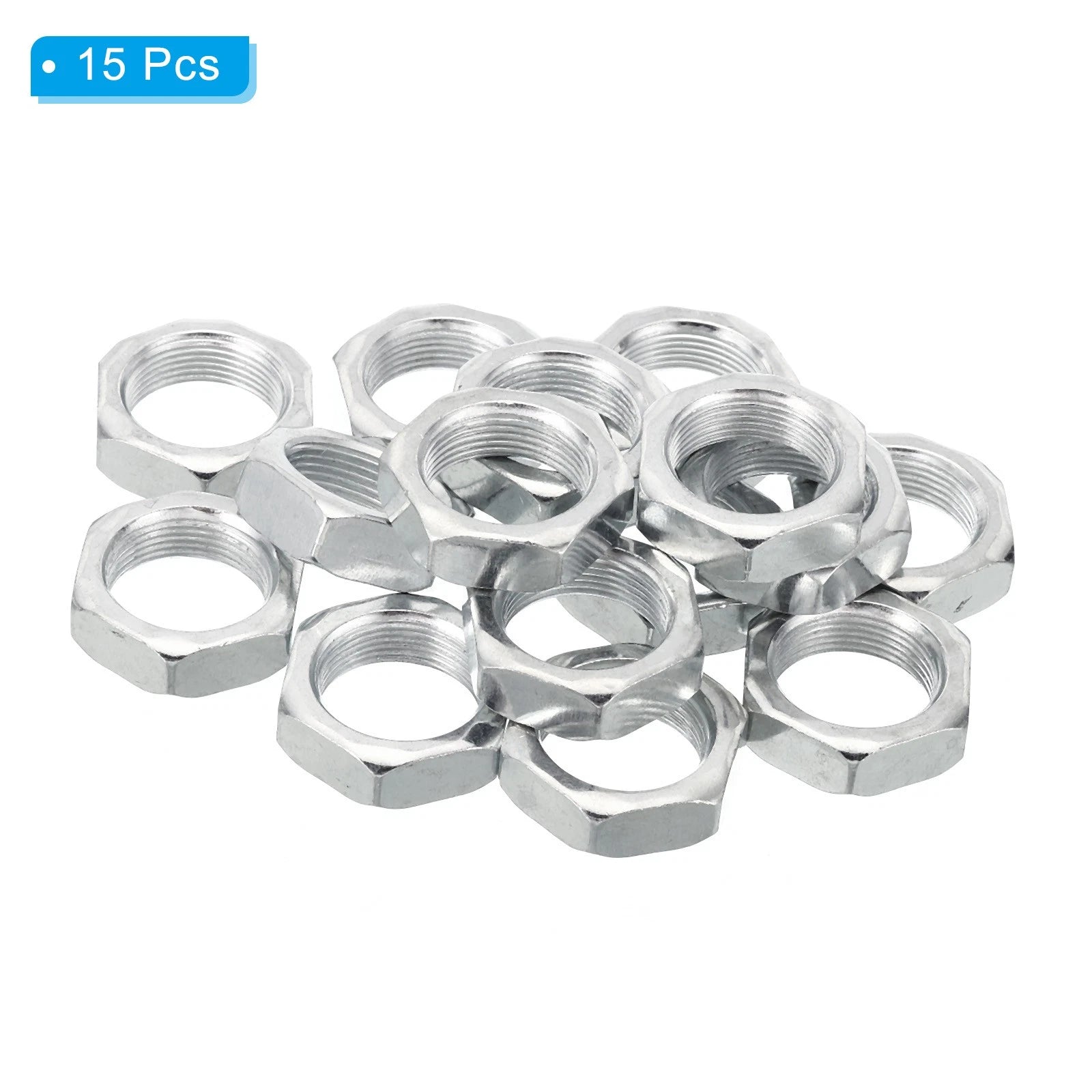 Durable M18x1.0 Steel Hex Nuts: Zinc Finish, Metric Thread, 15-Piece Set image 4