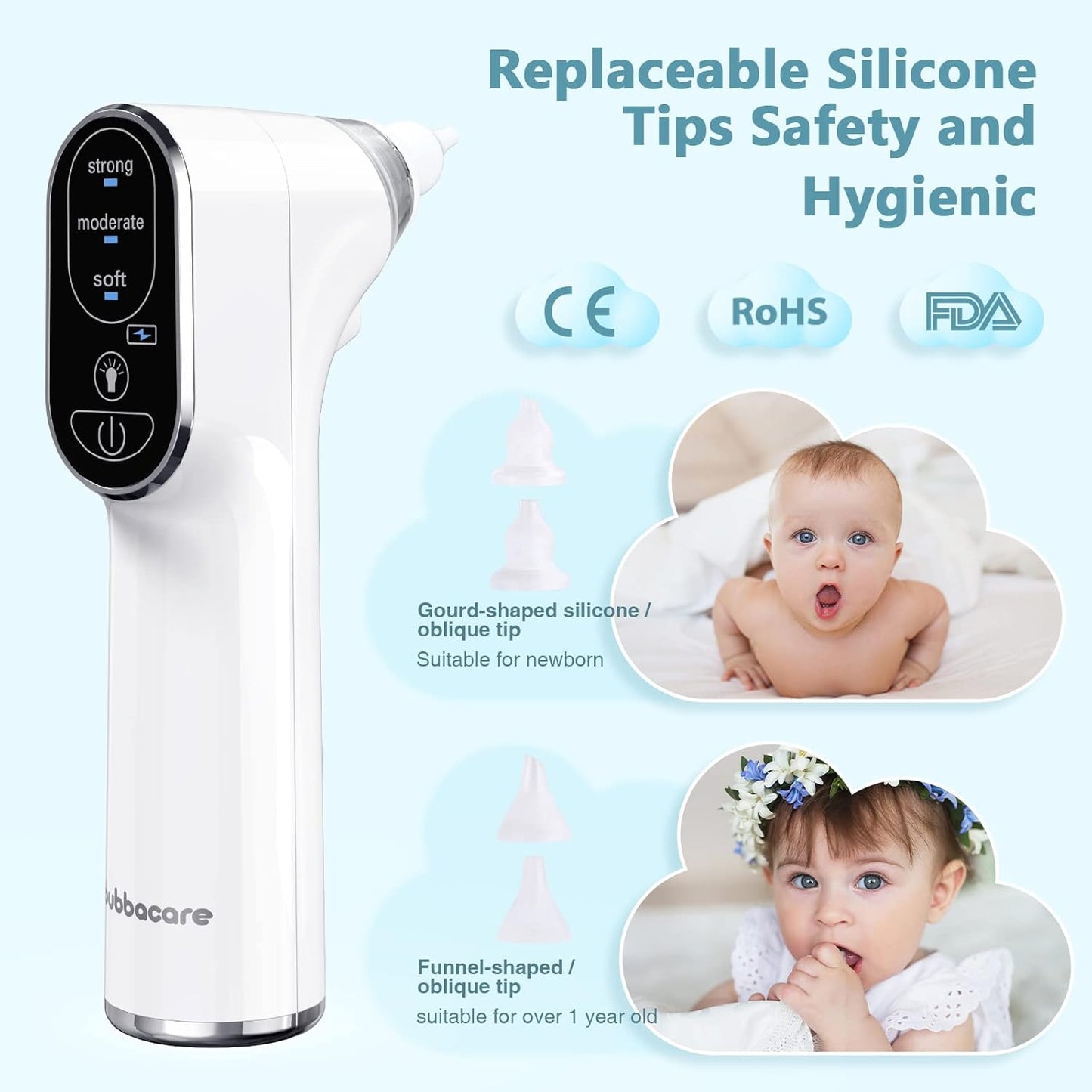 Baby Nasal Aspirator, Rechargeable Nasal Aspirator Baby Electric with 3 Suction image 5
