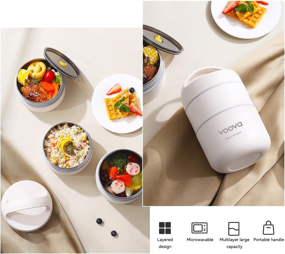 Voova Stackable Stainless Steel Thermal Lunch Box image 4