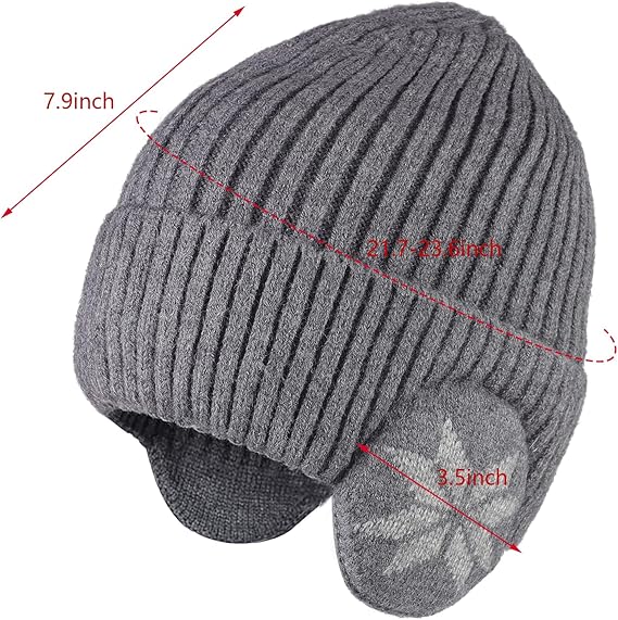 NICEYEA Winter Warm Knitted Beanies Hat for Men Women Thermal Skull Cap with Win image 3