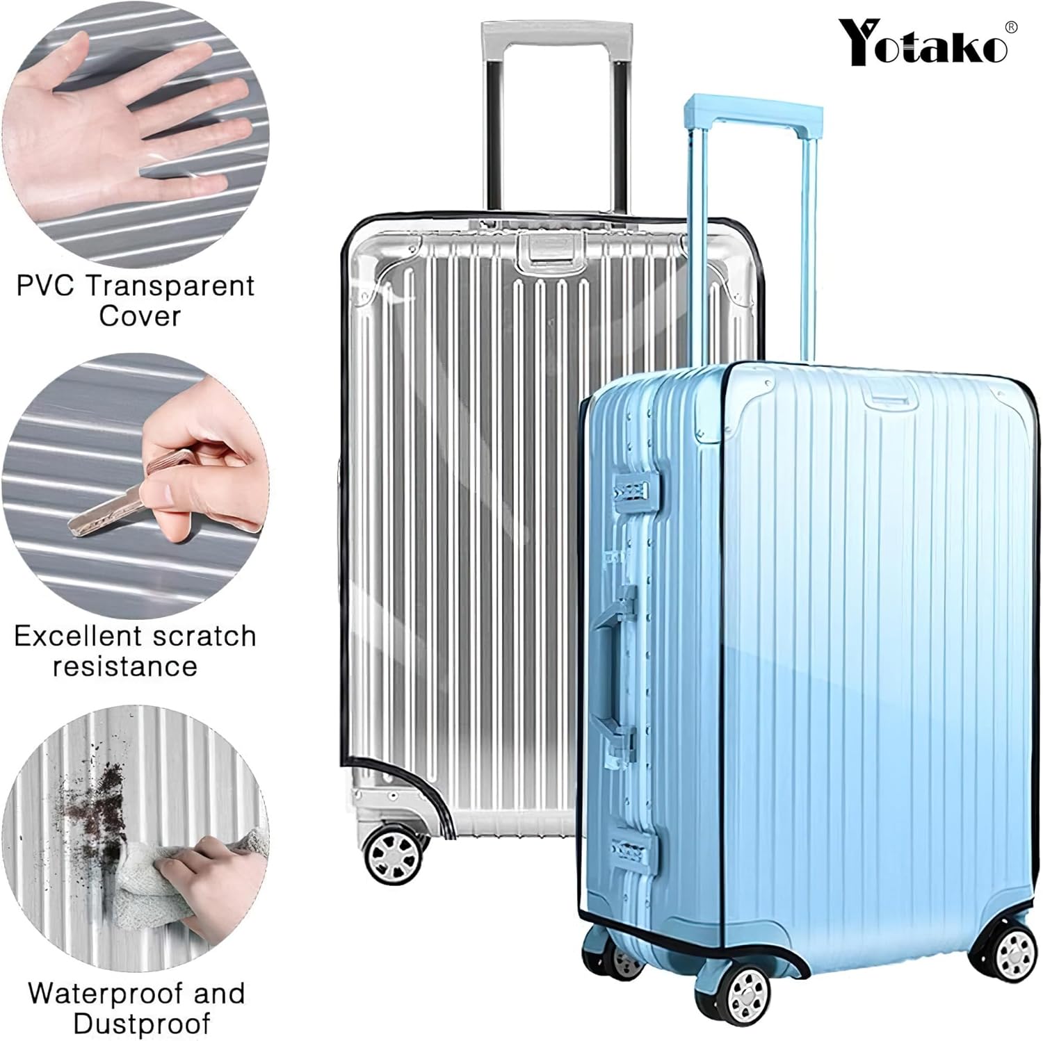 Yotako Durable Clear PVC Suitcase Cover for 20-30 Inch Wheeled Luggage image 1