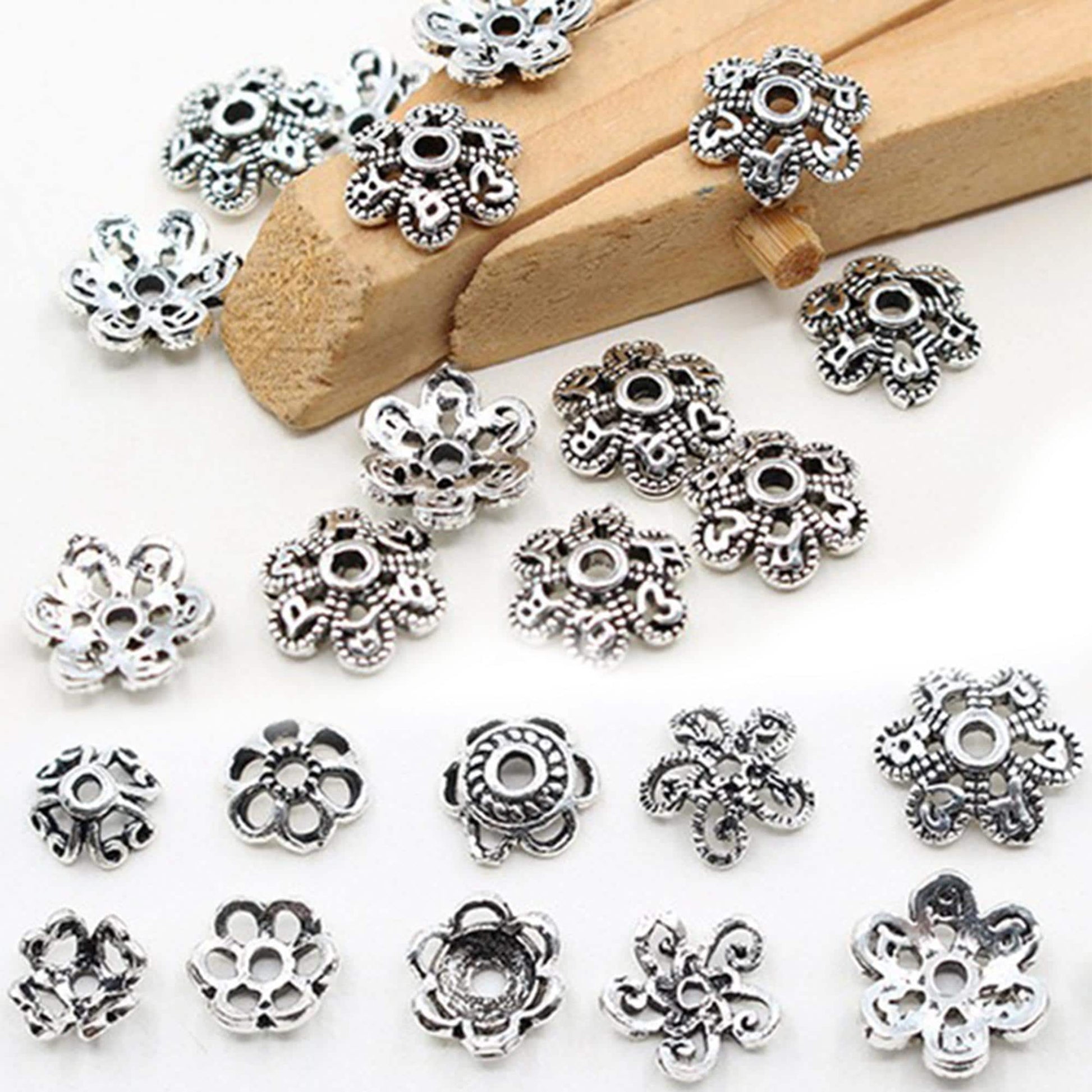Premium S925 Sterling Silver Hollow Flower Bead Caps for Jewelry Making Supplie image 3
