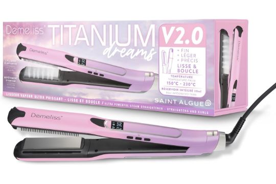 Steam Straightener DEMELISS Titanium V2.0 | Professional Hair Styling Tool image 1