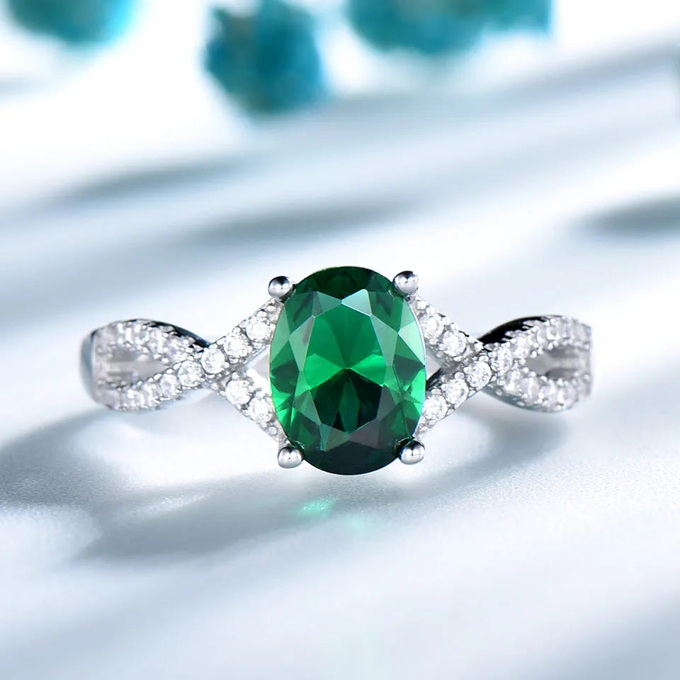 Hot Selling Emerald Zircon Sliver Jewelry Fashion 925 Sterling Silver Women's image 1