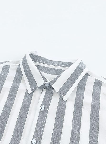 Meilicloth Men's Shirts Long Sleeve Striped Casual Shirt Button Down Regular Fit image 2