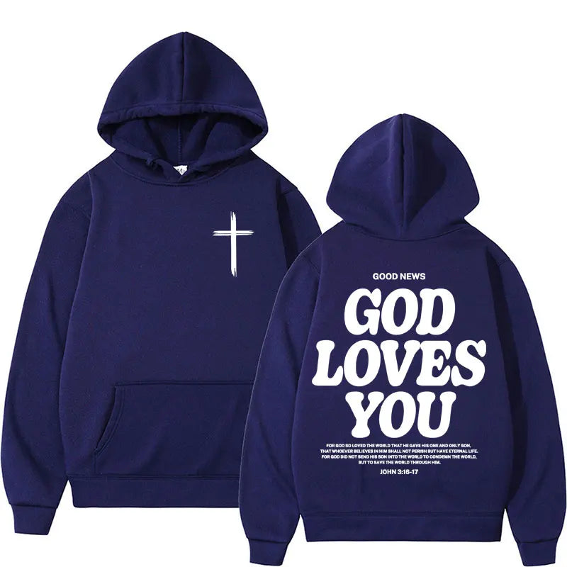 Harajuku Aesthetic Christian Jesus Church Hoodie Bible Verse God Loves Y2K image 9