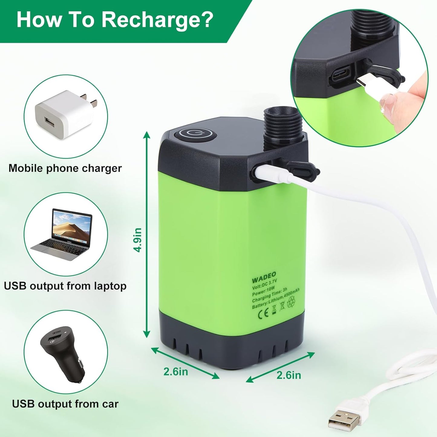 WADEO Upgraded Portable Shower, Camping Shower with Rechargeable 6000mAh Battery image 1