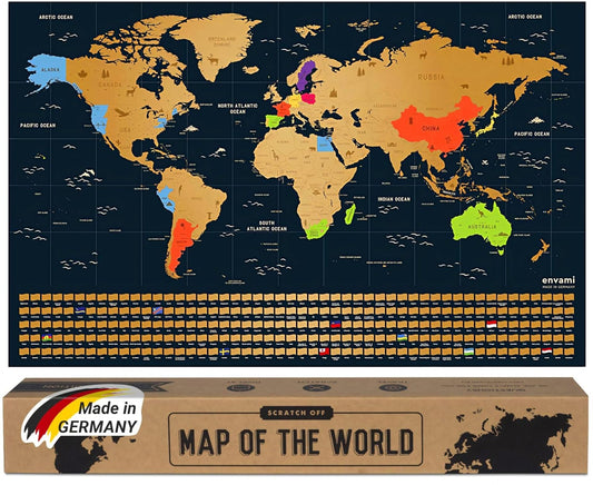Envami Scratch Off World Map - Portable Poster With Gift Packaging Gold image 0