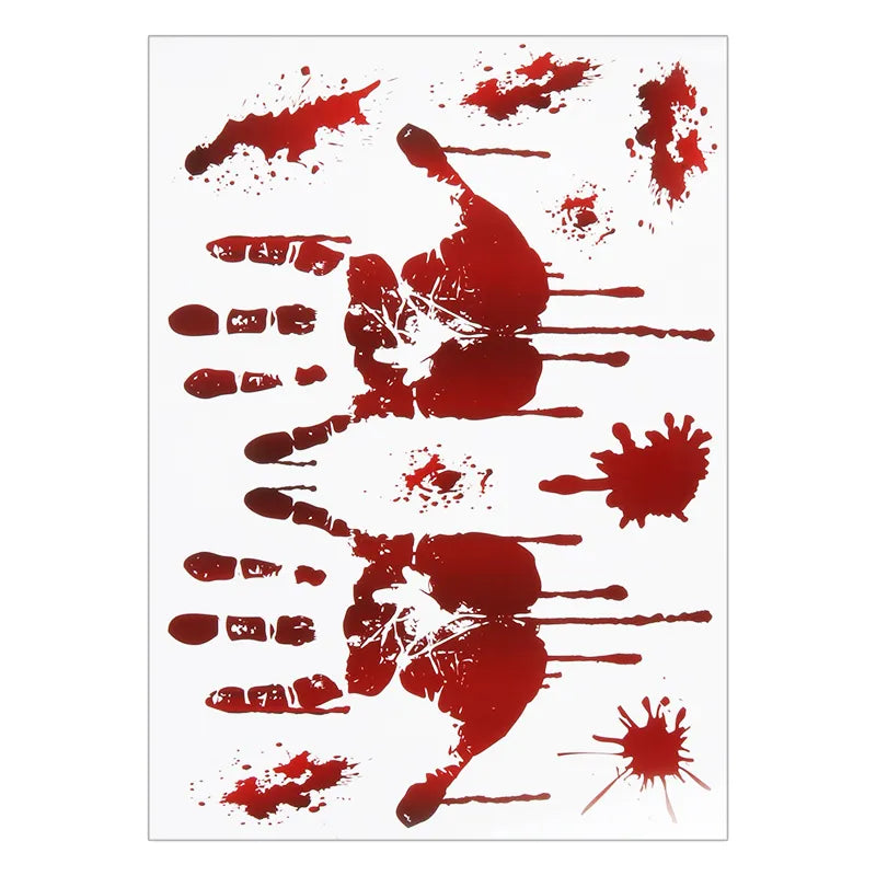 Halloween Decoration Horrible Bloody Handprint Stickers Halloween Window Wall image 19