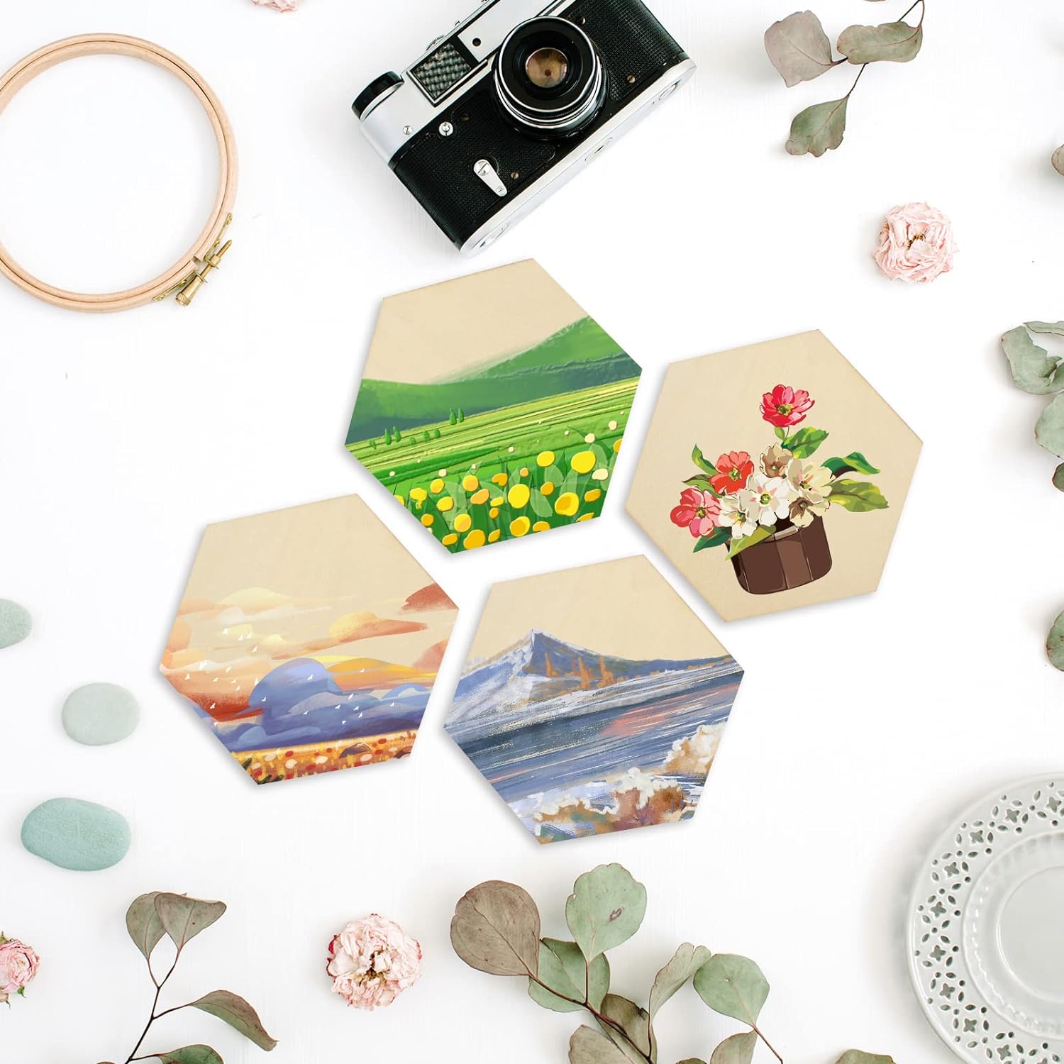 50-Pack 4-Inch Natural Hexagon Unfinished Wood Slices for DIY Crafts image 5