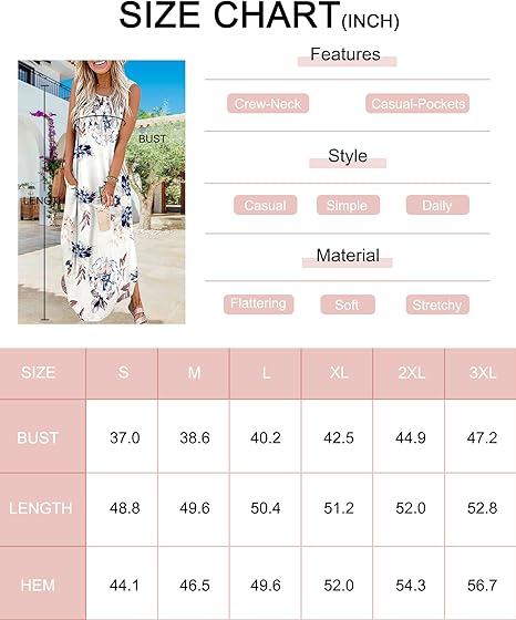 AUSELILY Maxi Dress for Women UK Casual Summer Long Dress Beach image 1