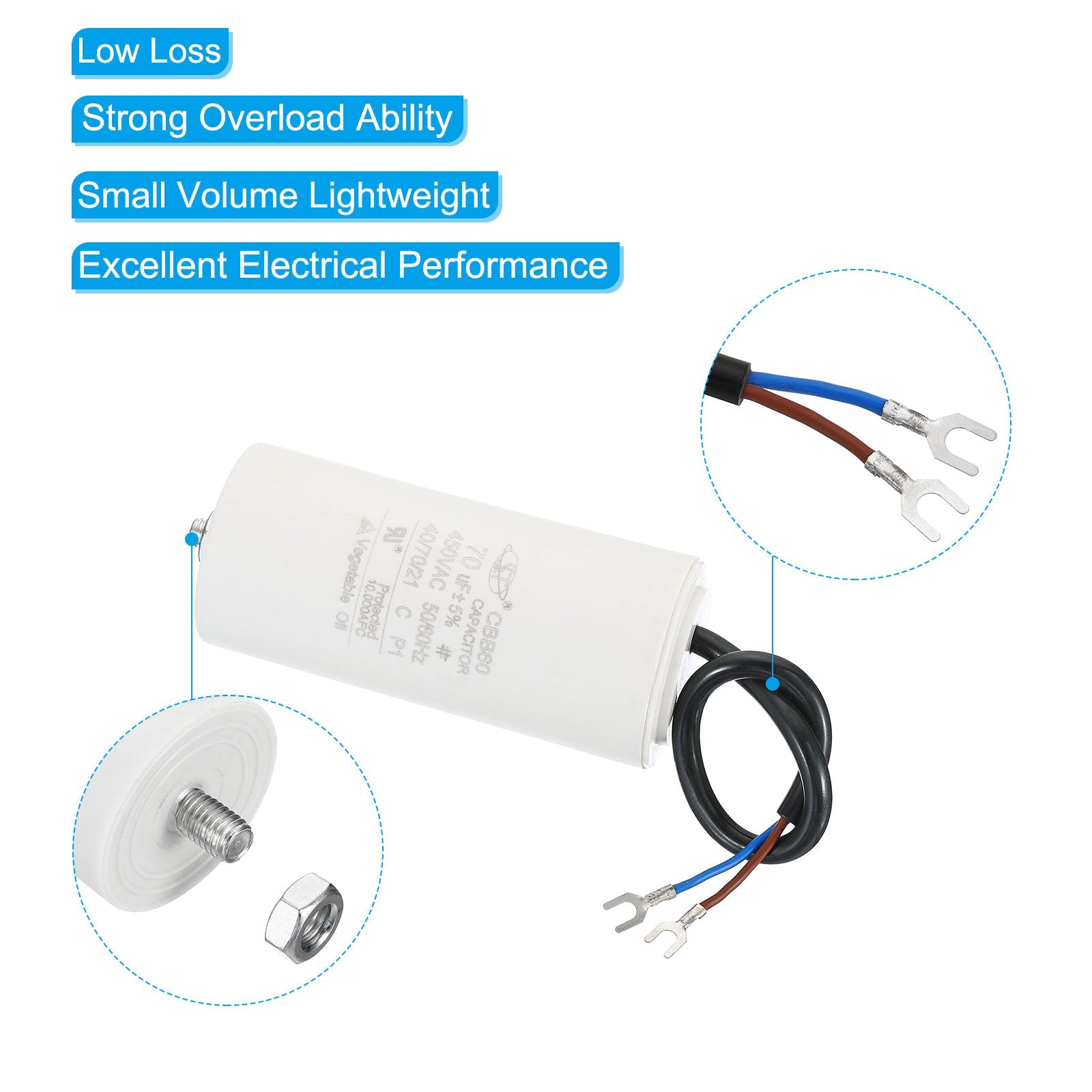 Harfington CBB60 70uF AC450V Run Capacitor for Motors & HVAC image 2