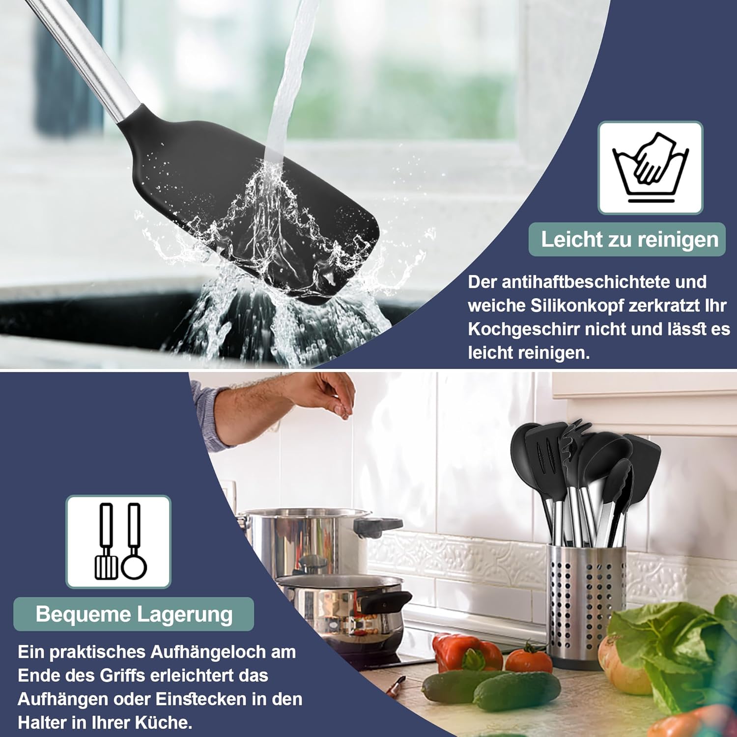 Herogo 6-piece Silicone Kitchen Utensil Set, Heat Resistant & Non-Stick image 1