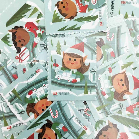 Holiday Elves Stamps 2022 Forever Stamps 100 Pcs image 0