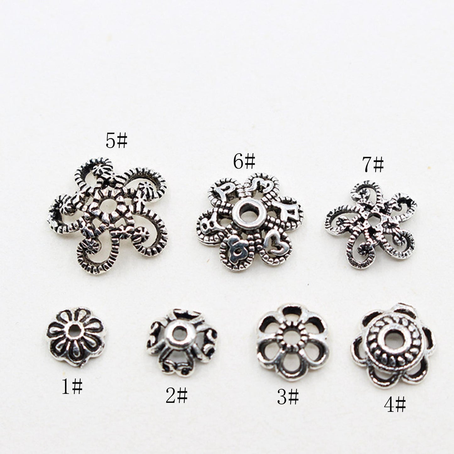 Premium S925 Sterling Silver Hollow Flower Bead Caps for Jewelry Making Supplie image 2