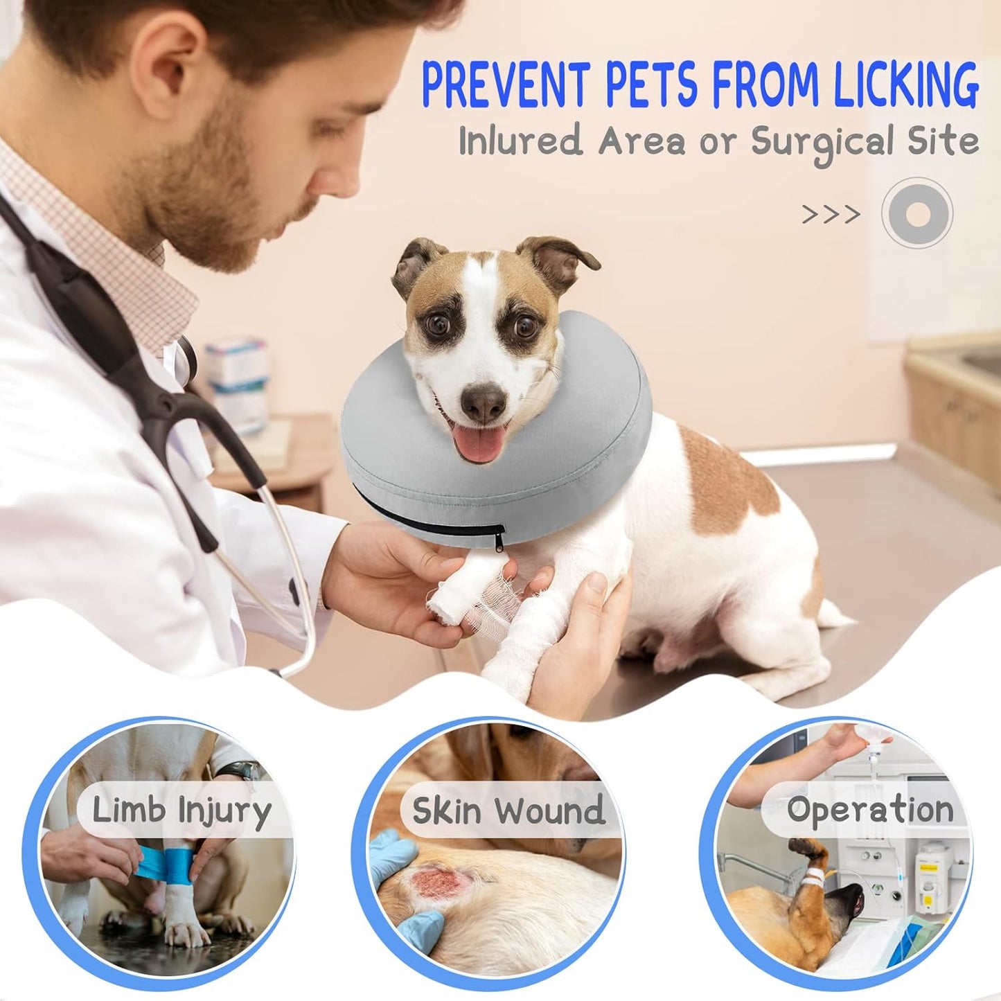 Supet Dog Cones After Surgery, Protective Inflatable Dog Collar Pet Recovery image 3