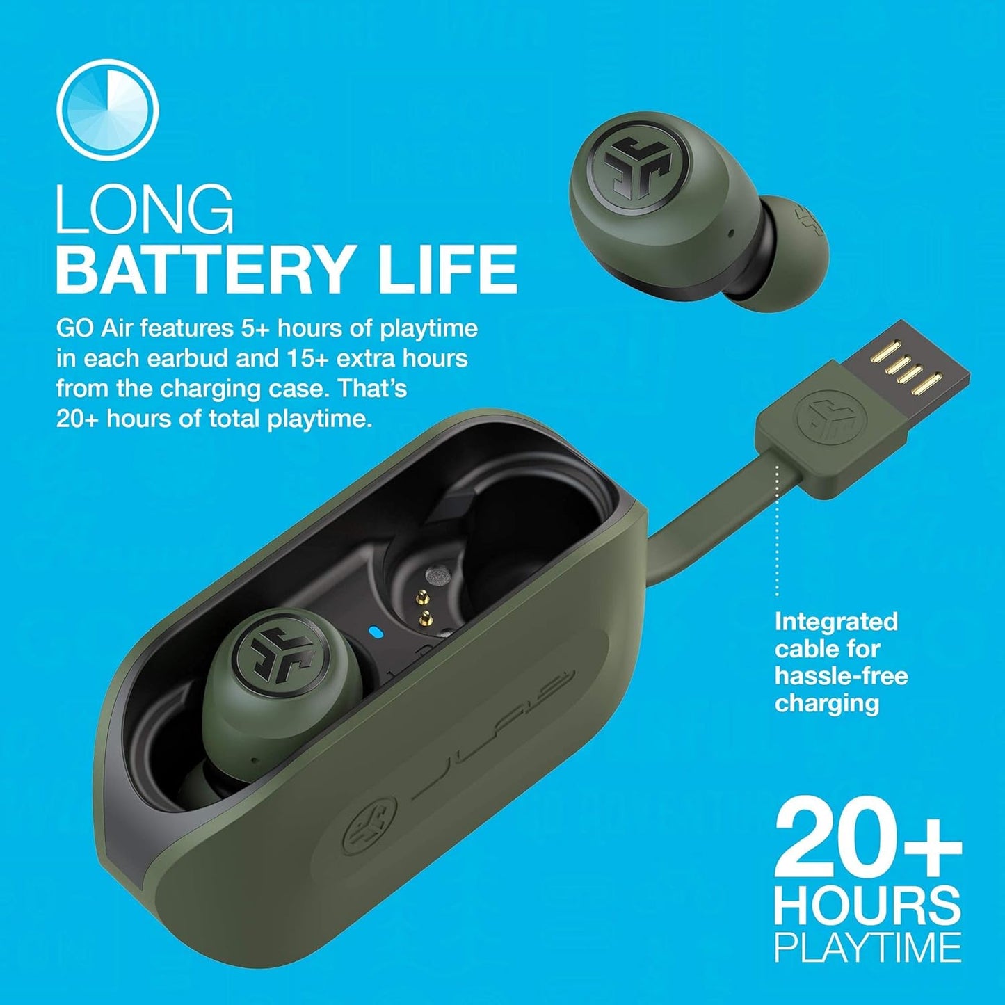 JLab Go Air True Wireless Earbuds – Green (Used, No Box) image 2