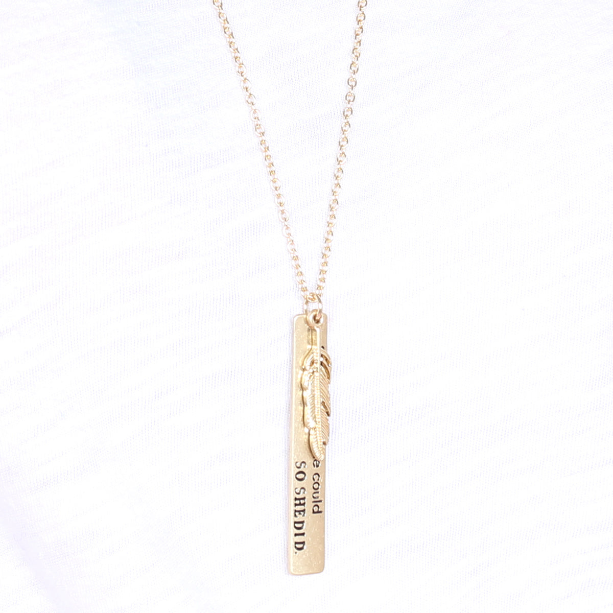 "She Believed She Could" Message Charm Pendant Necklace image 1