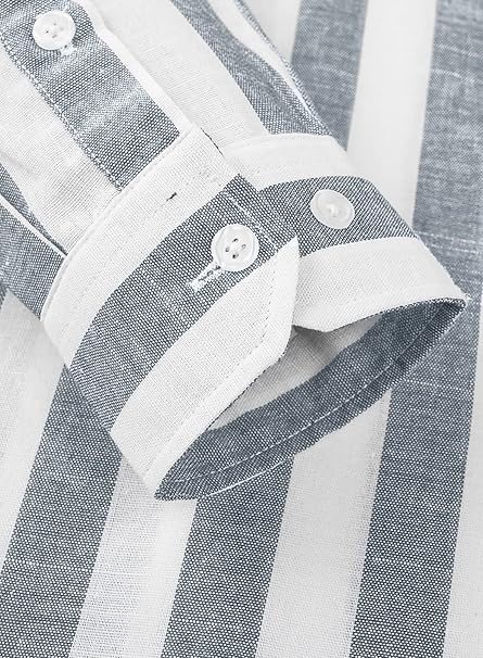 Meilicloth Men's Shirts Long Sleeve Striped Casual Shirt Button Down Regular Fit image 5