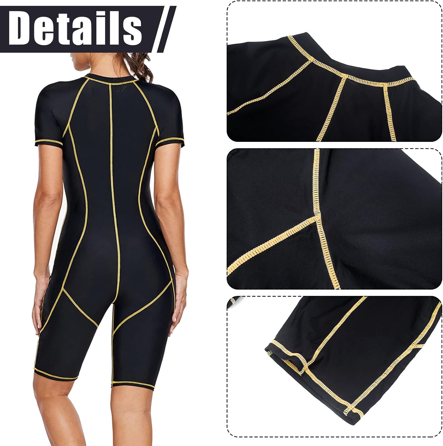 Jywmsc Women Zip Front Short Sleeve One Piece Surfing Swimsuits image 4