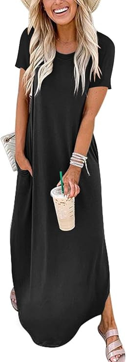 AUSELILY Maxi Dress for Women UK Casual Summer Long Dress Beach image 2