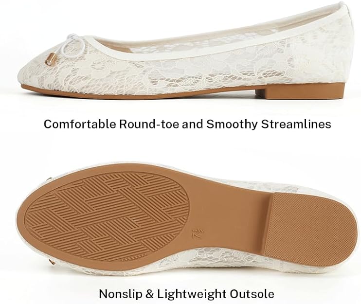 MUSSHOE Women Flats Comfortable Round Toe Lace Flats Shoes for Women image 3