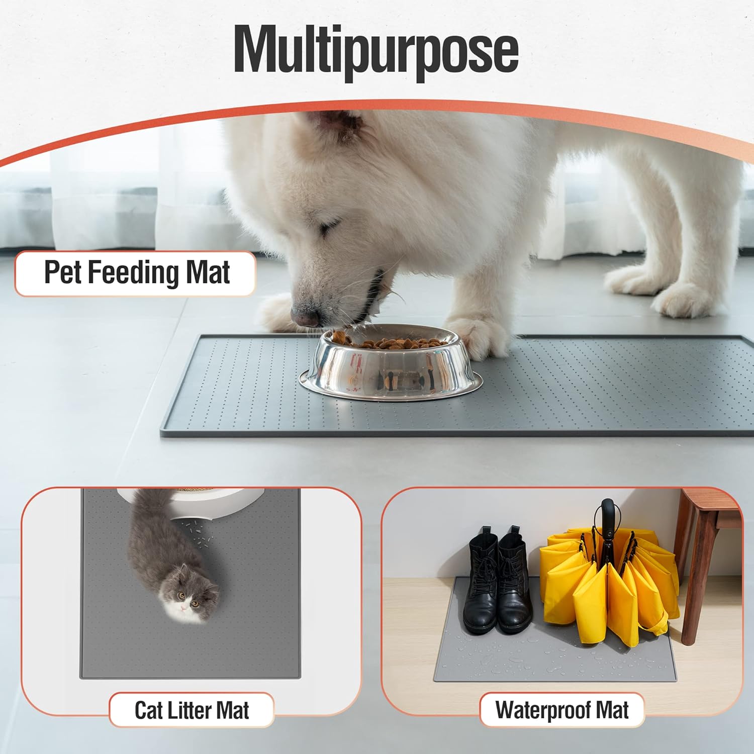 Conlun Large Waterproof Silicone Dog Food Mat – Anti-Slip, Raised Edge image 5