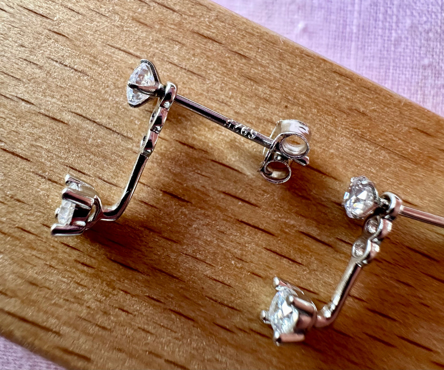 Elegant Floating 925 Sterling Silver Cubic Zirconia Stud Earrings for Women image 0