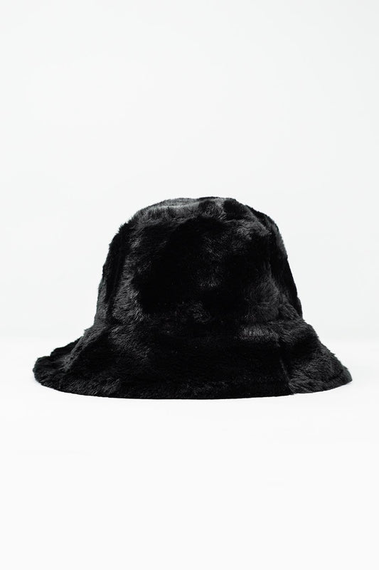 Reversible Bucket Hat in Black With Teddy Turn Up image 0